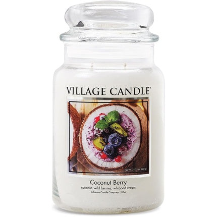 Village Candle Coconut Berry Scented Candle in Glass (Large) with 2-Wick Technology