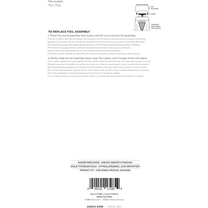 Andis Replacement Lithium Titanium Foil Assembly for Profoil Shaver