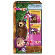 Naturaverde Kids Masha & Bear Oral Care Set with Soft Bristle Manual Toothbrush and 75ml Strawberry Toothpaste - Includes Glass and Glitter Clutch