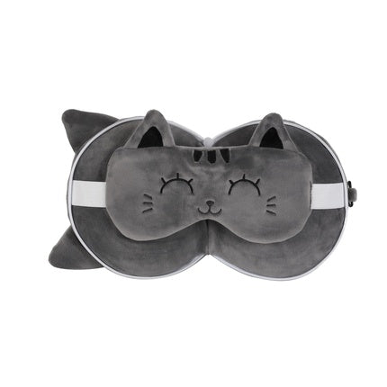 Itotal Pillow With Sleep Mask Grey Cat