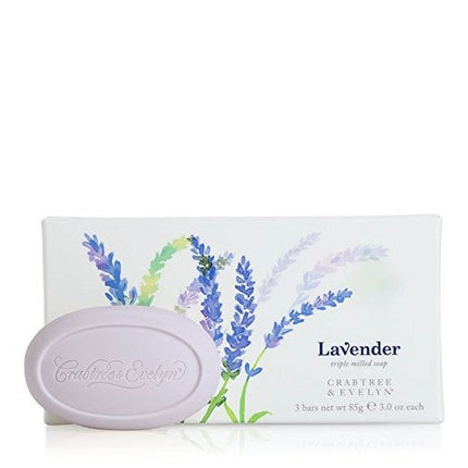 Crabtree & Evelyn Set Trio Lavender Hydrating Soap Bar - 3 Pieces, 85 Grams Each