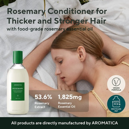 AROMATICA Rosemary Hair Thickening Conditioner 13.53oz 400ml - Vegan Growth Promoting Volumizing and Cleansing for Men and Women