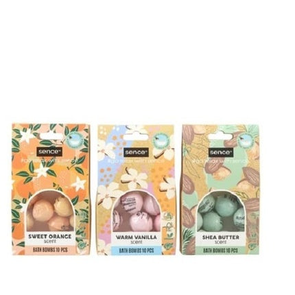 Sence Bath Bombs Set with Shea Butter, Sweet Orange and Warm Vanilla - 30 Bath Bombs in 3 Packs