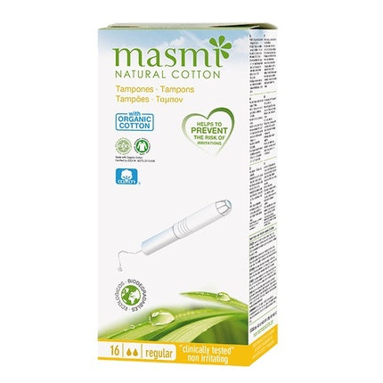 Masmi Natural Cotton Tampons With Organic Cotton With Applicator Regular 16 Pcs