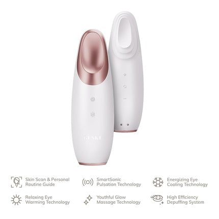 GESKE SmartAppGuided Warm & Cool Eye Energizer 6 in 1 Eye Massager for Dark Circles, Eye Bags, and Droopy Eyelids