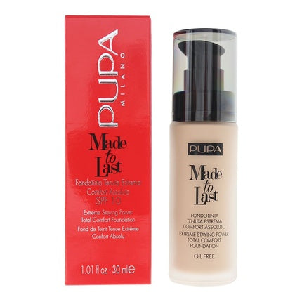 Pupa Made To Last Total Comfort Foundation Spf 10 30ml In 030 Natural Beige