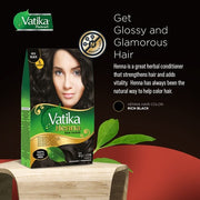 Dabur Vatika Henna Hair Color and Conditioner Rich Black 6 Sachets X 10g