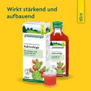 Schoenenberger Prickly Pear Pure Fruit Juice 200ml Glass Bottle for Energy and Strong Nerves - Vegan - Organic