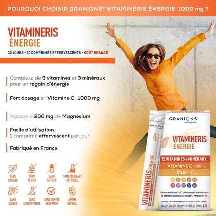 Granions Vitamineris Energy 1000mg - 30 Effervescent Tablets