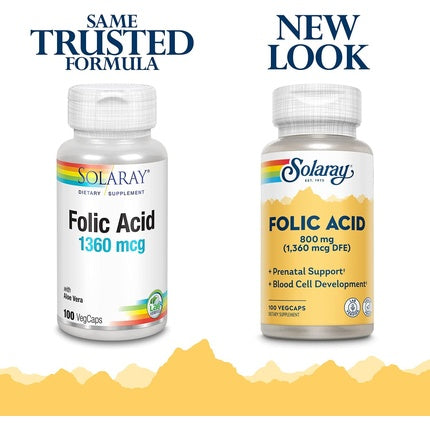 Solaray Folic Acid Capsules 1360mcg 100 Count