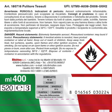 Rhütten 400ml Scrubber Cleaner for Cleaning Fabrics with Brush