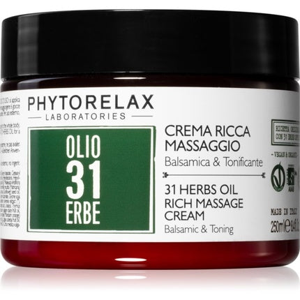 Olio 31 Erbe Vegan Organic - Massage Cream - Balsamic and Toning - 250 ml