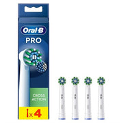 Oral B Power Pro Crossaction Electric Toothbrush Replacement Heads - Pack Of 4, White