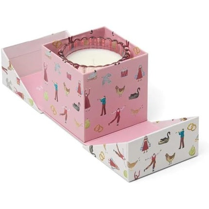 Paddywax Christmas Ribbed Glass Candle Pink Peppermint