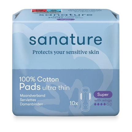 Sanature Cotton Monthly Pad Super With Wings Ideal For Comfort And Protection