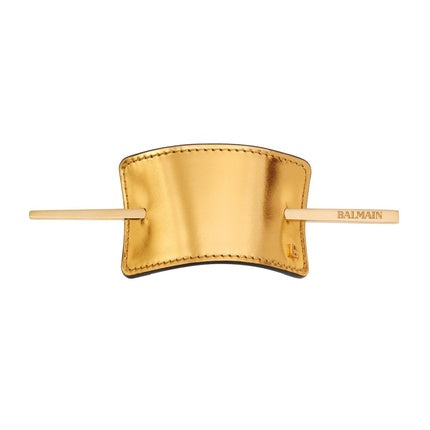 Balmain Hair Barrette In Nappa Gold And 14k Gold Plated Stick