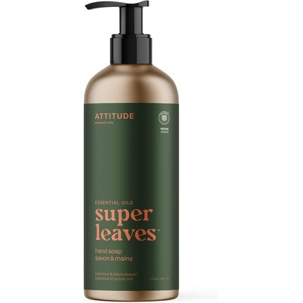 ATTITUDE Hand Soap EWG Verified Plant and Mineral-Based Ingredients Vegan Personal Care Products Refillable Aluminum Bottle Patchouli and Black Pepper 473ml