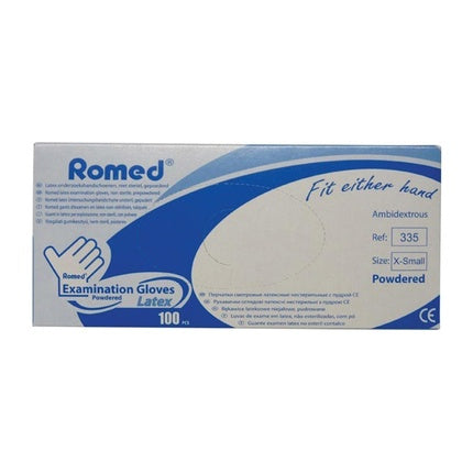 Romed Latex Examination Gloves Powdered Extra Small