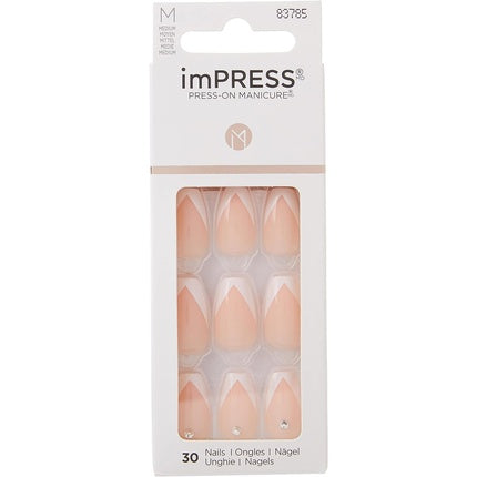 KISS imPRESS Press-On Manicure So French Medium Length Square with PureFit Technology