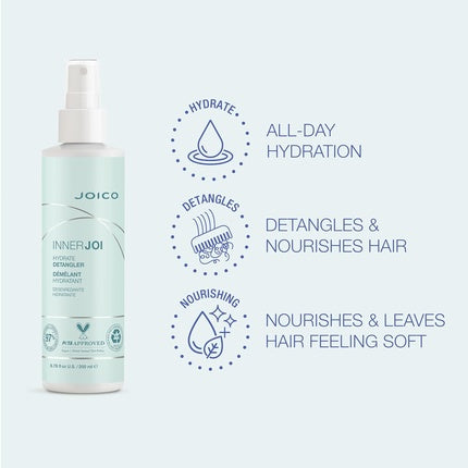 Joico InnerJoi Hydrate Detangler for Dry Tangled Hair Sulfate & Paraben Free Vegan Formula 6.7 Fl Oz