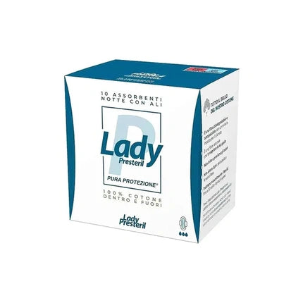 Corman Lady Presteril 100 Cotton Pure Protection 10 Night Pads With Wings