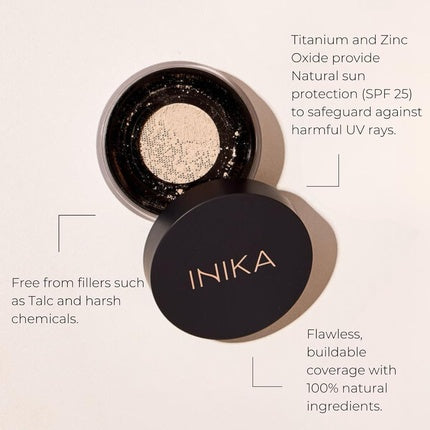 Inika Organic Mineral Powder Foundation with SPF 25 - Vegan Makeup