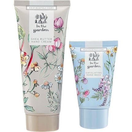 Heathcote & Ivory In The Garden Hand Care Tin 100ml Hand Cream 50ml Exfoliating Hand Wash
