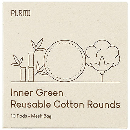 Purito Inner Green Reusable Cotton Rounds 10 Pieces