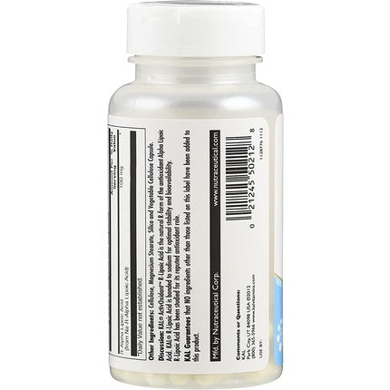 KAL Alpha-Lipoic Acid Na-R-Alpha-Lipoic Acid 100mg 60 Capsules Vegan Gluten-Free Non-GMO - Energy Metabolism Support