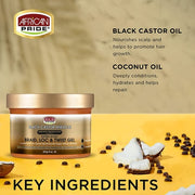 African Pride Black Castor Miracle Braid Lock Twist Gel 8oz