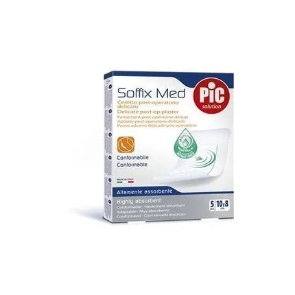 Pikdare Soffix Med Sterile Absorbent Central Pad Bandage 10x8 Cm Antibacterial 5 Pieces