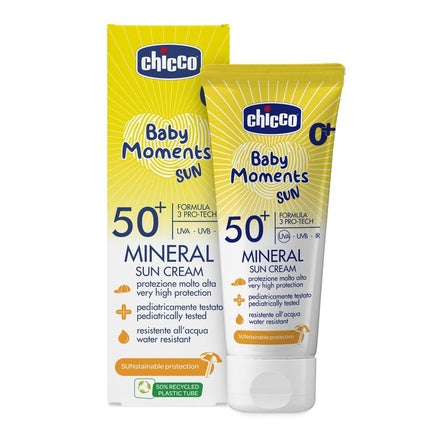 Chicco Mineral Sunscreen SPF 50+ for Kids Water Resistant Excellent Protection Against UVA UVB and Infrared 75ml
