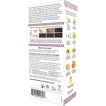 Tints of Nature Light Brown Semi-Permanent Henna Cream Hair Colour Ammonia-Free and 95% Natural 70ml 60ml