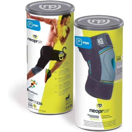 PRIM NEOPRAIR Open Ball Joint Knee Brace for Joint Pain/Bursitis Breathable Neoprene One Size Gray and Blue