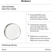 Biodance Skin Refining Mild PHA Toner Gentle Exfoliating Face Toner