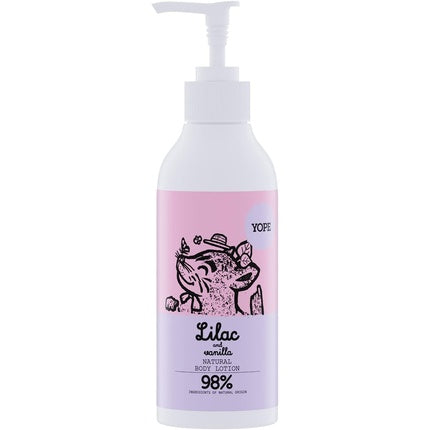 YOPE Natural Body Lotion Vanilla Extract Lilac Hydrolate Manoi and Almond Oil Shea Butter Dry Skin Moisturizing 98% Natural Ingredients Lilac and Vanilla 300ml