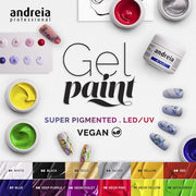 Andreia Professional Nail Art Design Gel Paint Pots Highly Pigmented Intense Colour No Flow High Viscosity UV Gel Paint for DIY Manicure Vegan 4g 03 Gold