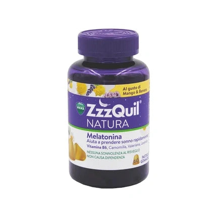 Procter & Gamble Vicks Zzzquil Natura Natural Sleep Supplement With Melatonin 60 Gummy Tablets Mango & Banana Flavor