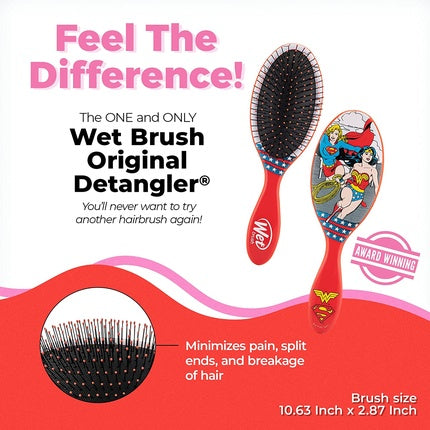 WetBrush Original Detangler Hairbrush with Ultra Soft Intelliflex Bristles Justice League Supergirl and Wonderwoman DC Comics Range