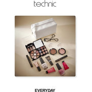 Technic Cosmetic Bag Set Full Make Up Kit 14 Mini Essentials for Eyes Lips Face Nails in a Portable Storage Bag Vegan and Cruelty Free