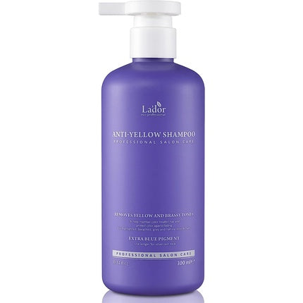 LA'DOR Anti-Yellow Shampoo 300ml with Dark Purple Pigment for Neutralizing Yellow Dye in Bleached and Dyed Hair - Moisturizing and Repairing Damaged Hair
