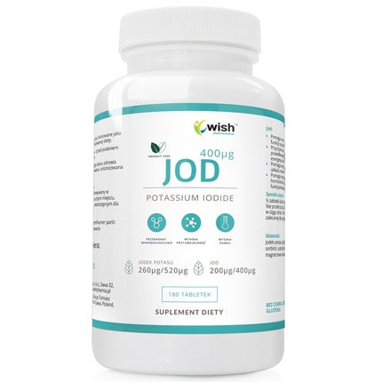 Wish Pharmaceutical Potassium Iodide 400 Micrograms Dietary Supplement 180 Tablets