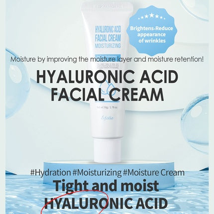 Esfolio Hyaluronic Acid Facial Cream 1.76 Fl oz - Intensive Skin Care Moisturizing Hydration