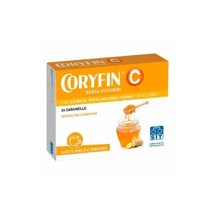 Sit Pharmaceutical Laboratory Coryfin C Sugar-Free Supplement Honey Ginger Flavor