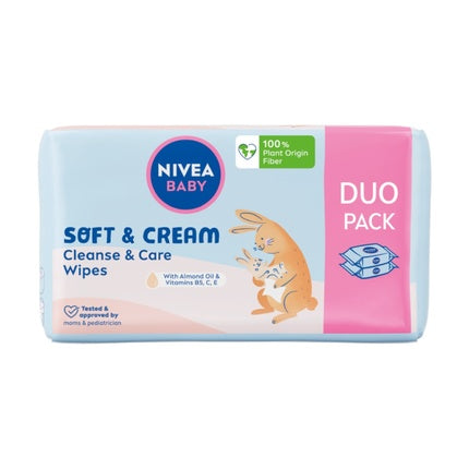 Nivea Baby Soft & Cream Moisturizing Wipes 2x57 Pieces