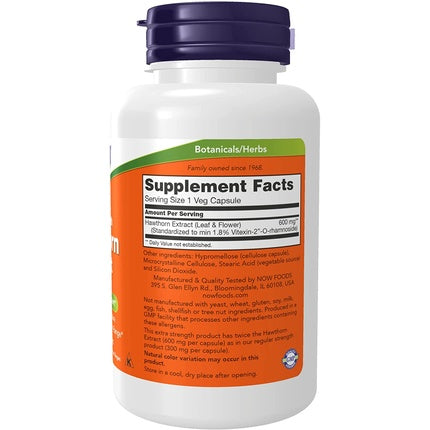 NOW Hawthorn Extract 600mg Extra Strength Cardiovascular Support 90 Veg Capsules