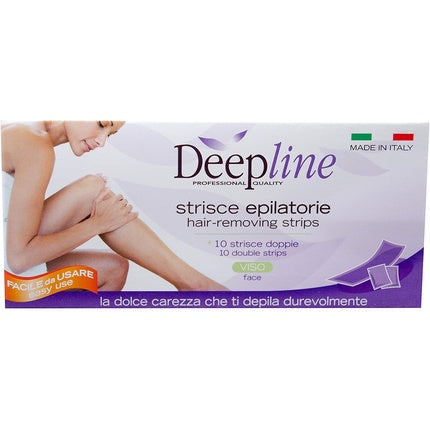 DEEPLINE Double Cold Wax Strips for Facial Hair Removal with FREE After Wax Wipes - Pack of 10