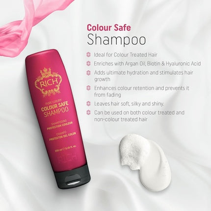 RICH Pure Luxury Colour Safe Shampoo for Color Treated Hair Protect with Argan Oil, Biotin, and Hyluronic Acid 8.45oz