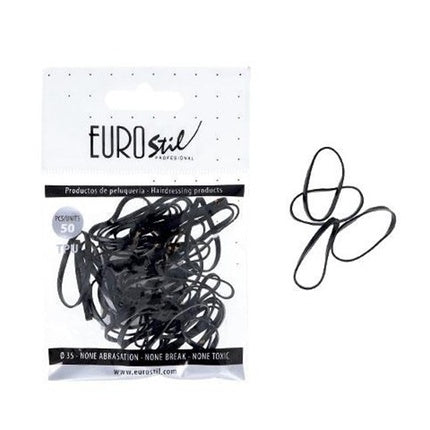 Eurostil Hair Black Rubber Bands 50 Units