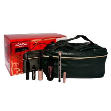 L'Oreal Mascara Set Includes Air Volume 30h Mega Black Mascara Le Khol Midnight Black Eyeliner Superliner Black Eyeliner And Cosmetic Bag